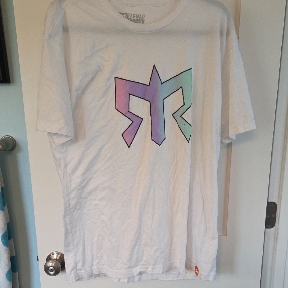 White Graphic Tee with Multicolor Design